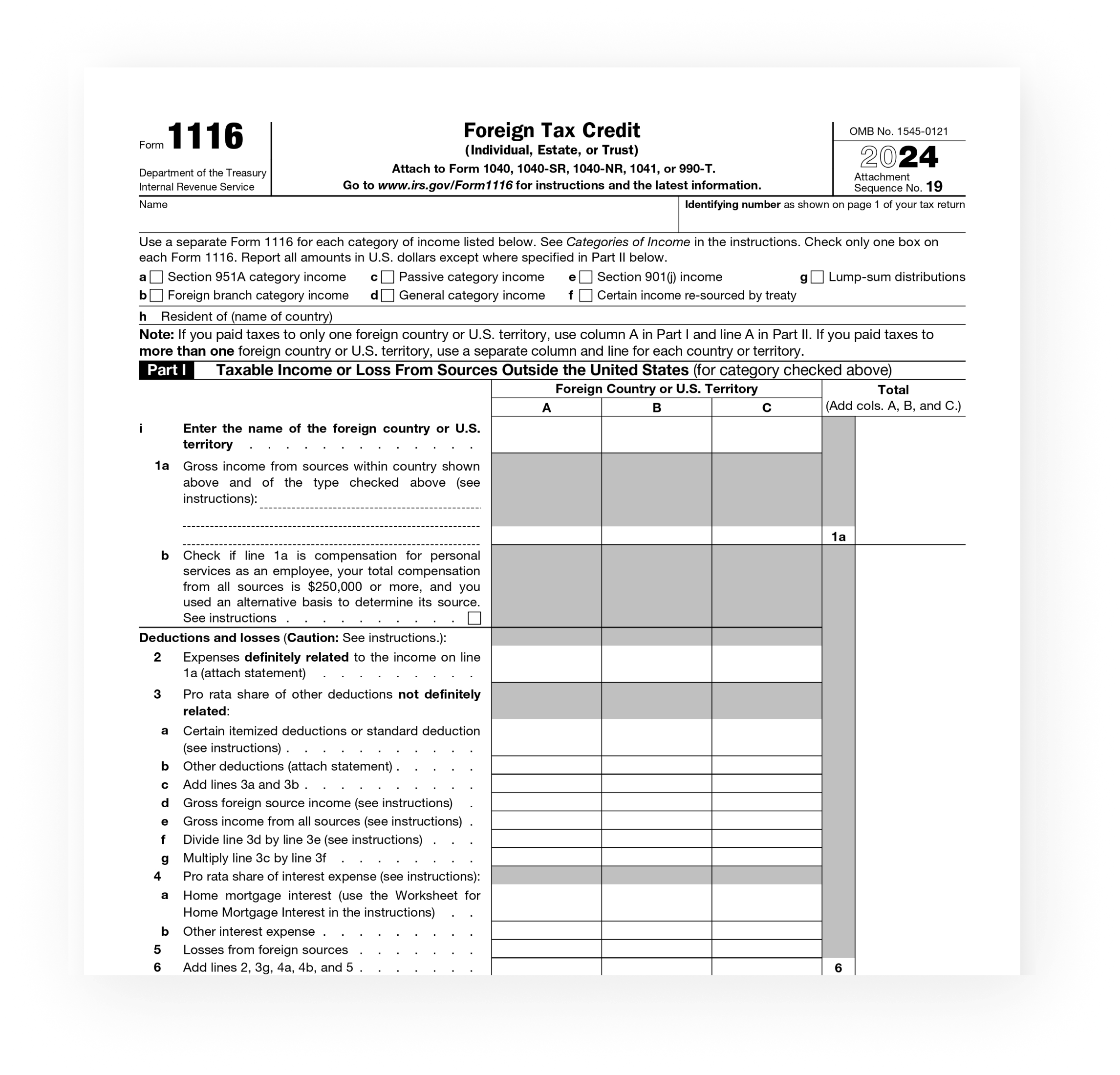 IRS 1116フォームPDF 2025-2026を記入する方法 | PDF Expert